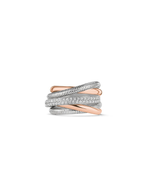 Eternity Five Band Highway Ring With 18k Rose Gold And Diamonds