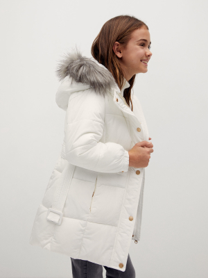 Faux Fur Hood Quilted Coat