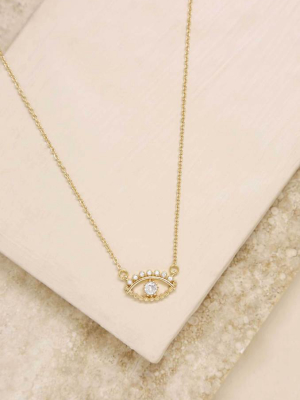 All Knowing Eye Crystal And 18k Gold Plated Necklace