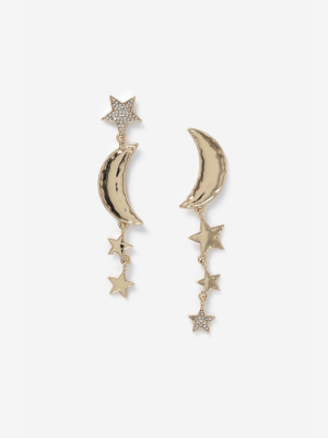 **moon And Star Drop Earrings