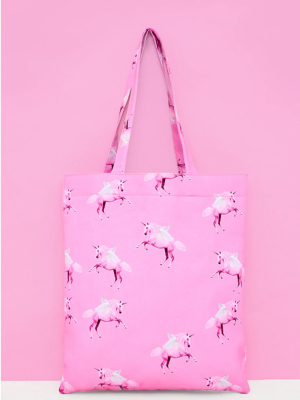 Prettylittlething Unicorn Pink Canvas Tote