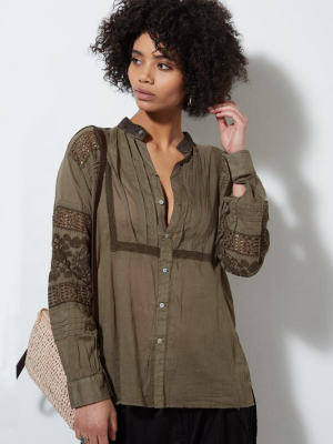 Toluca Long Sleeve Eyelet Shirt, Army