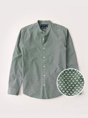 Super Slim Banded Collar Poplin Shirt