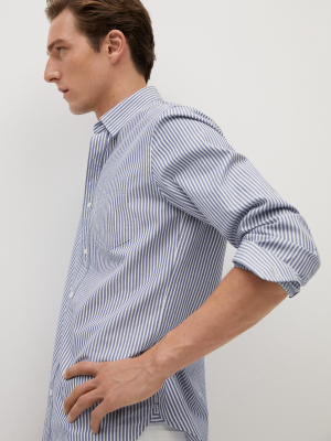 Slim Fit Striped Cotton Shirt