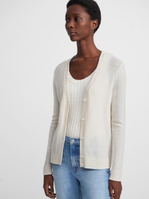 V-neck Cardigan In Feather Cashmere