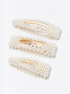 Faux Pearl Snap Clip Set