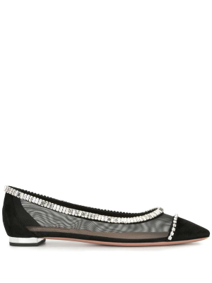 Aquazzura Crystal Detail Pointed Flats