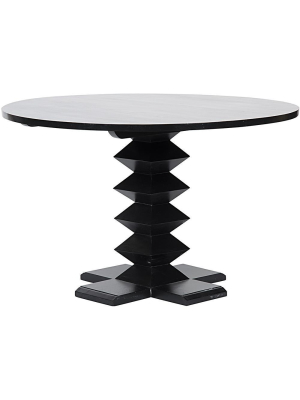 Noir 48" Zig-zag Hand Rubbed Black Dining Table