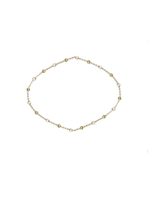 White Enamel Gold Chain Bracelet