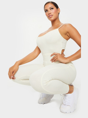 Shape Cream Thick Rib Strappy Cut Out Back...