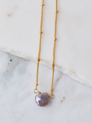 Stone Drop Choker, Mauve Mystic Moonstone