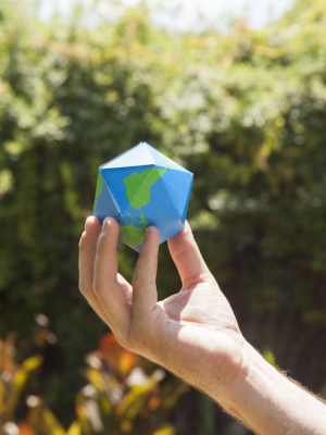 Dymaxion Folding Globe In Blue & Green