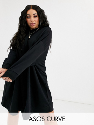 Asos Design Curve Oversized Sweat Dress In Black