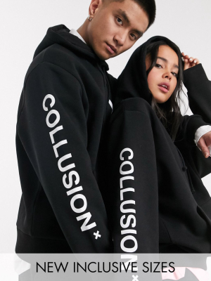 Collusion Unisex Logo Hoodie In Black