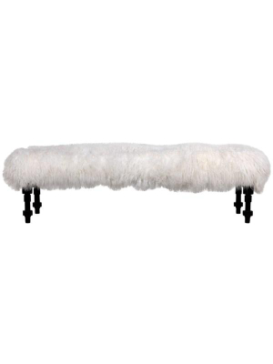 Coco Bench W/ Lamb Fur In Hand Rubbed Black