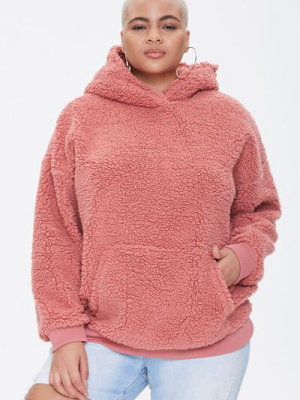 Plus Size Faux Shearling Hoodie