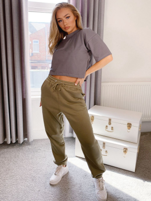 Missguided Two-piece Oversized Sweatpants In Khaki