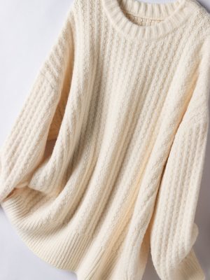 'selah' Crewneck Cable Knit Sweater