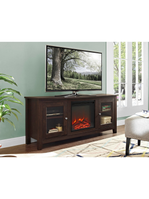 58" Cozy Glass Door Fireplace Tv Stand - Saracina Home