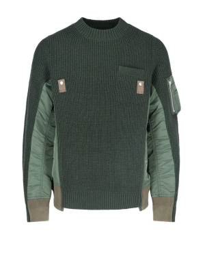 Sacai Panelled Knitted Sweater