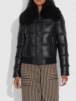 Puffer Jacket With Shearling