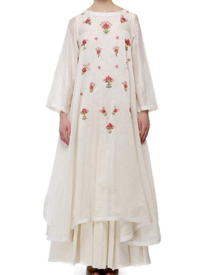 Asymmetric Embroidered Kurta