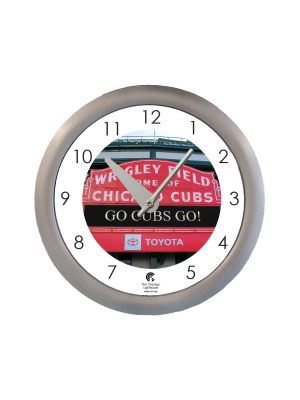 14" X 1.8" Wrigley Field Marquee Quartz Movement Decorative Wall Clock Silver Frame - By Chicago Lighthouse