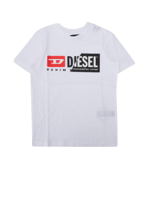 Diesel Kids Logo Print Crewneck T-shirt