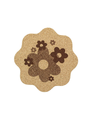 Crowded Coop, Llc Single Retro Cork Drink Coaster - Daisies