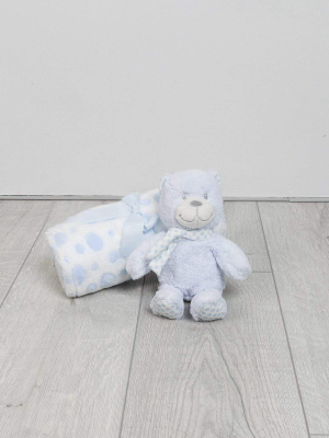 Teddy And Blanket In Blue Gift Set