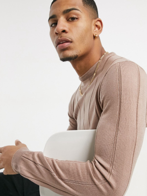 Asos Design Knitted Wide Rib Sweater In Dusty Pink