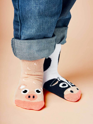 Pals Socks Kids Collectible Mismatched Socks- Cow & Pig