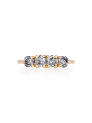 Stars In The Sky - 14k Polished Gold 4 Grey Diamond Eternity Ring