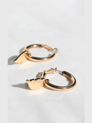 Gold Broken Heart Hoop Earrings