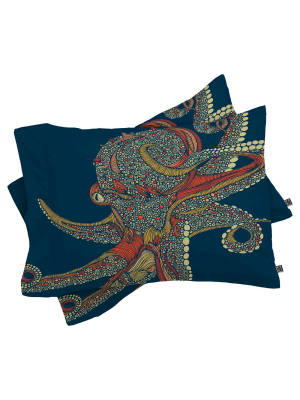 Valentina Ramos Octopus Pillow Shams (king) Blue 2 Pc - Deny Designs