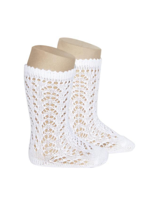 Condor Crochet Knee Sock - White