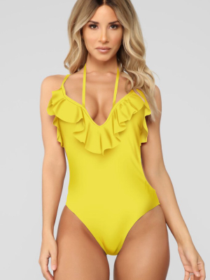 Flattering Ruffle Low Back Cutout Monokini One Piece Swimsuit