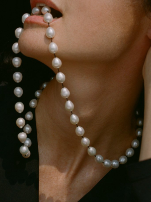 Long Pearl Teardrop Necklace