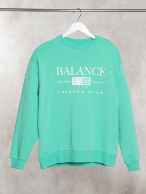 Asos Design Oversized Sweatshirt With Leisure Club Graphic In Green