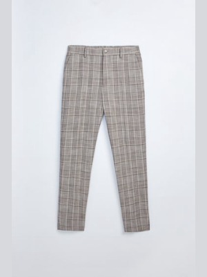 Plaid Textured Suit Pants