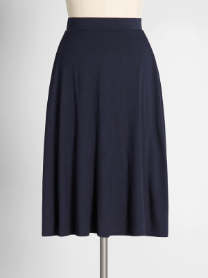 Excellence Attained Knit A-line Skirt In Navy