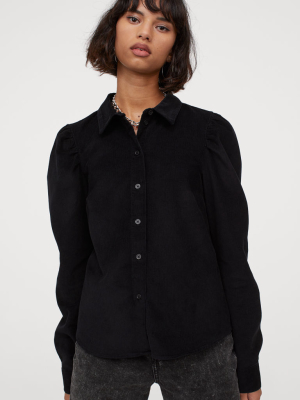 Puff-sleeved Corduroy Shirt