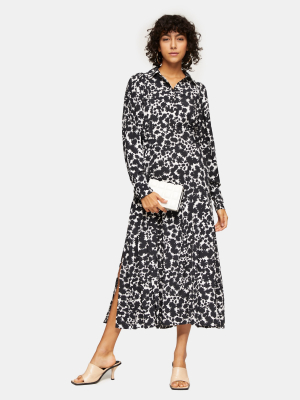 Tall Black And White Print Midi Shirt Dress