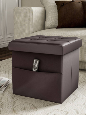 Foldable Storage Cube Ottoman With Pockets - Lavish Home