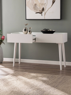 Leverdan Bright White Console Table White - Aiden Lane