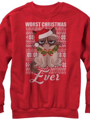 Men's Grumpy Cat Ugly Christmas Worst Ever Sweatshirt