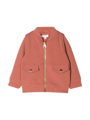 Chloé Kids Logo Detailed Zip-up Jacket