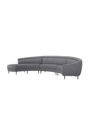 Interlude Home Capri Left Chaise 3 Piece Sectional - Dark Gray