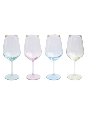 Vietri Rainbow Assorted Wine Glasses - Set Of 4