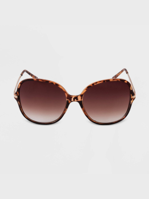 Women's Butterfly Oversized Metal Sunglasses - A New Day™ Brown